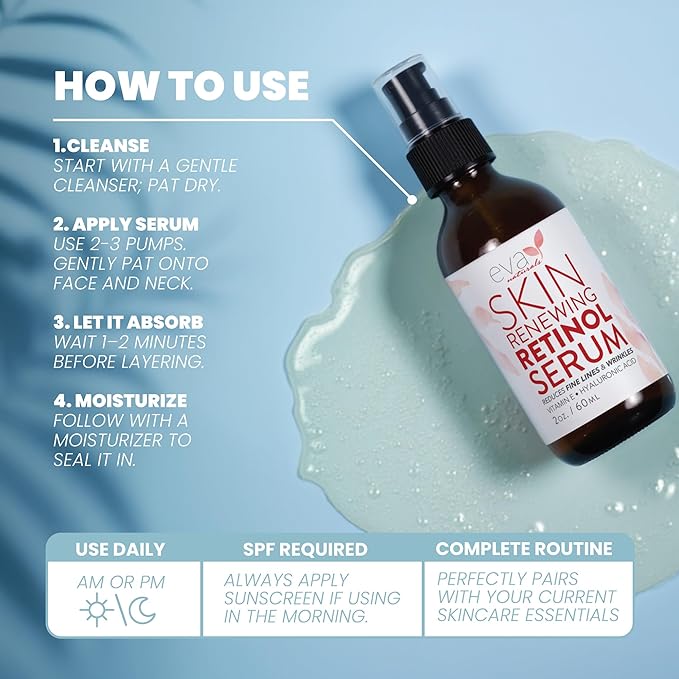 Retinol Serum for Face with Hyaluronic Moisture Complex Lightweight Night Serum for Smoother, Radiant-Looking Skin | Helps Minimize the Appearance of Fine Lines & Uneven Tone 2 oz 2 Pack