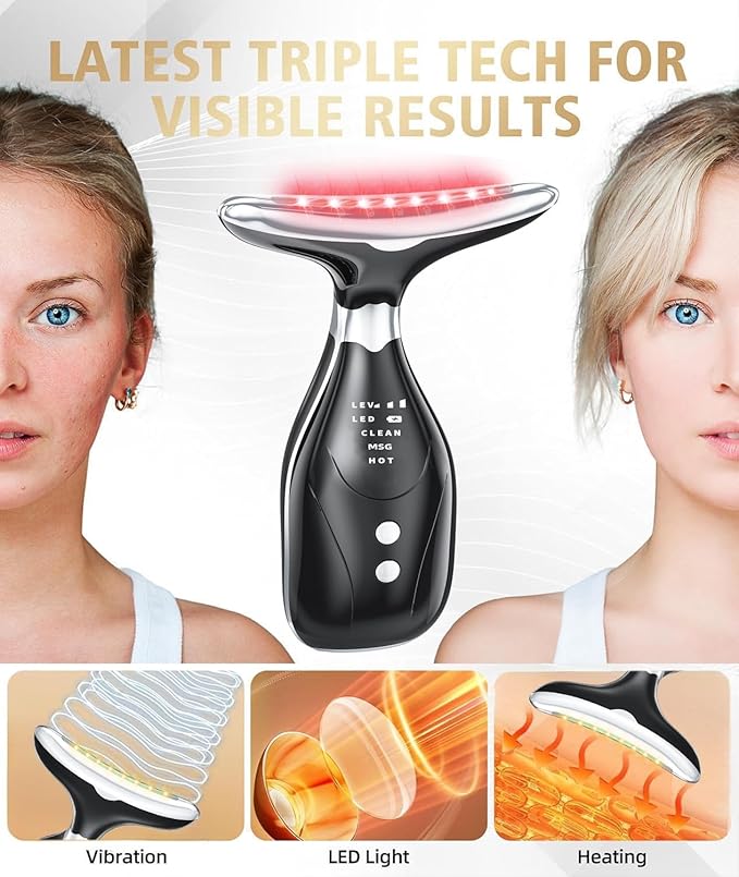 BILIXUN 7 in 1 Face Massager Tool with Red Light Therapy