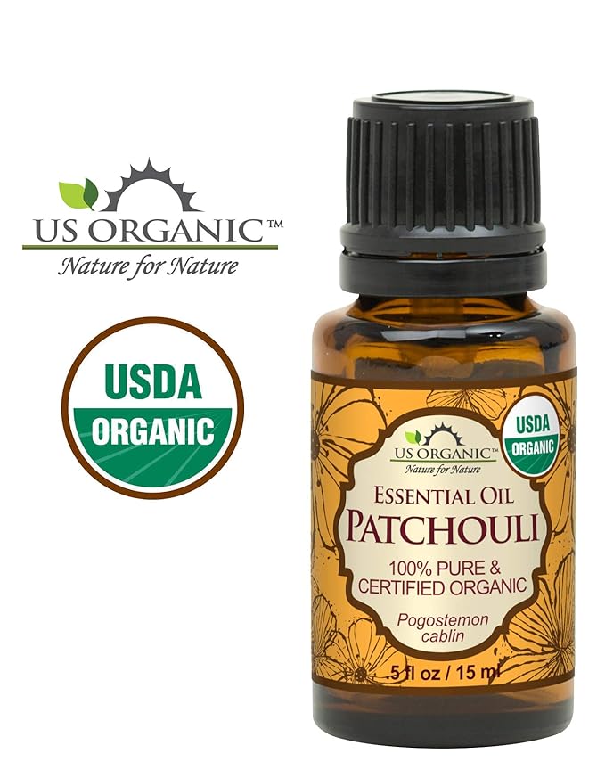 US Organic 100% Pure Patchouli Essential Oil - USDA Certified Organic, Steam Distilled - W/Euro droppers (More Size Variations Available) (15 ml /.5 fl oz)