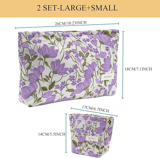 getgto 2 Pcs Makeup Bags, Large Cosmetic Bag Travel Toiletry Bag