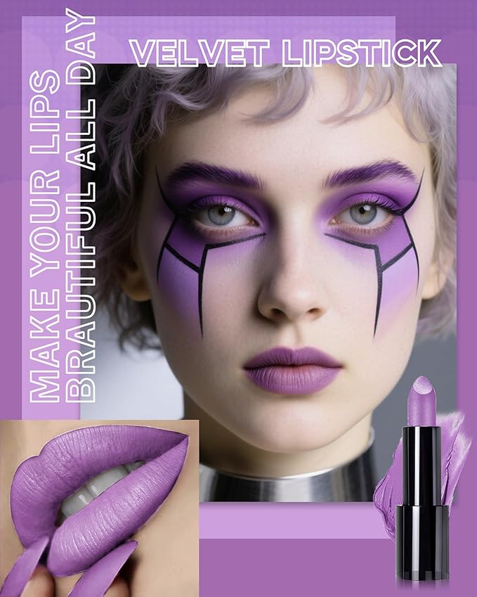 Caedelfly Velvet Matte Lipstick, Purple Lipstick for Women, Halloween-12