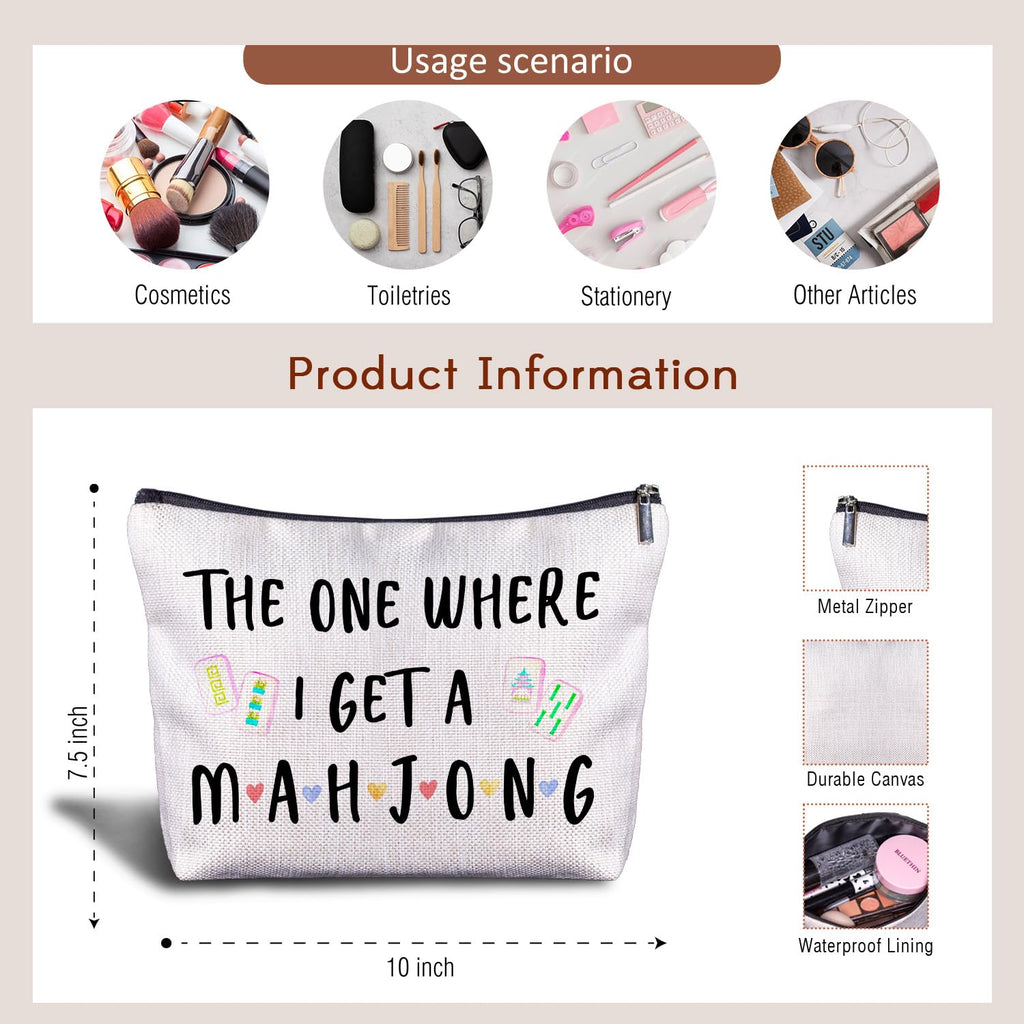 Zomhix Mahjong Gifts Cosmetic Bag - Mahjong Makeup Bag Women's Zippered Bag, Friendship Gifts for Mahjong Lover- C