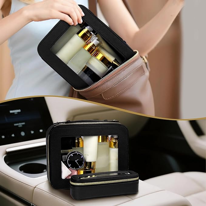 FASAOH Clear Makeup Bag with Mini Cosmetic Bags,Travel Toiletry Bag for Women,Portable Cosmetic Bag Case, Transparent Waterproof Cosmetic Organizer Storage Bag for Women Men