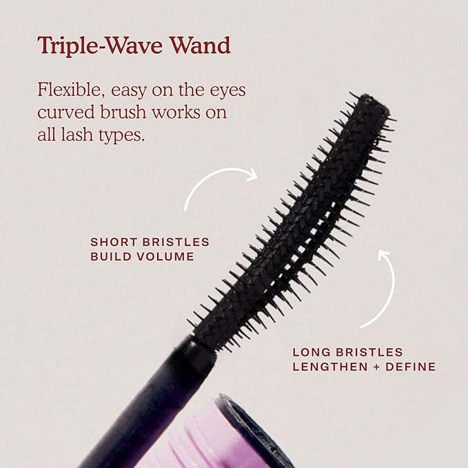 Tower 28 MakeWaves Vegan Black Mascara - Volumizing & Lengthening Mascara for Sensitive Eyes - With Aquaflex Technology for Humidity-Proof Lift - Hypoallergenic Eye Makeup - Jet (0.29 oz)
