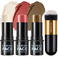 3Pcs Contour Stick Kit, Shades with Highlighter Blush Bronzer, MEDIUM TAN