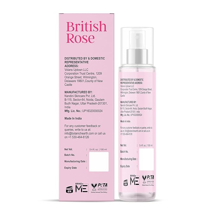 Botanic Hearth British Rose Hair Perfume & Body Mist- 3.4 Fl oz