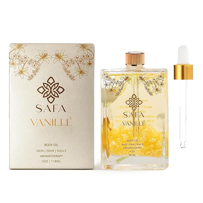 SAFA Vanillé Oil - Organic Vanilla Oil for Face, Body, Hair, Nails & Aromatherapy | Essential Oil for All Skin Types | After Shower Body Oil | Natural Moisturizer & Nourishing Perfume Oil - 118 ml