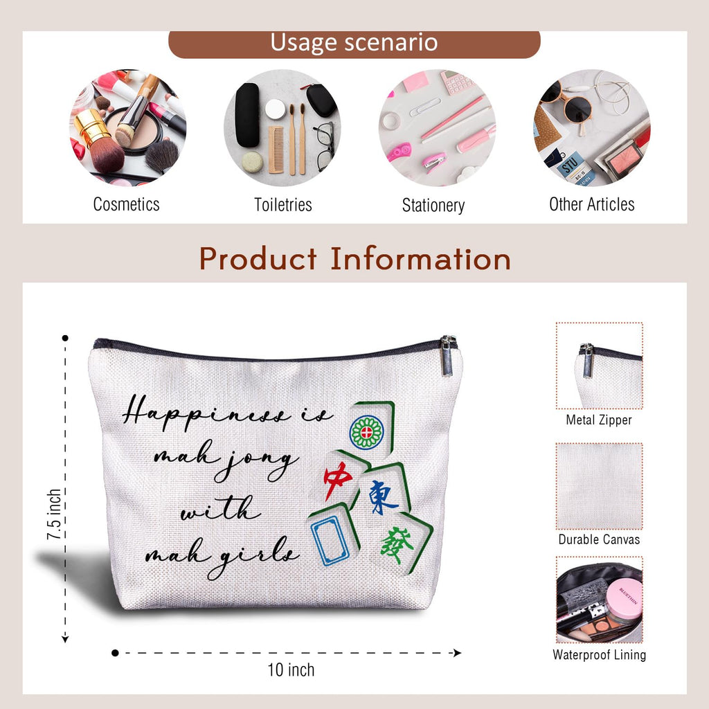 Zomhix Mahjong Gifts Cosmetic Bag - Mahjong Makeup Bag Women's Zippered Bag, Friendship Gifts for Mahjong Lover- A