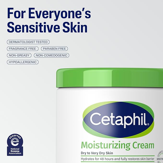 Cetaphil Moisturizing Cream, Face & Body for Dry Sensitive Skin, 16 oz