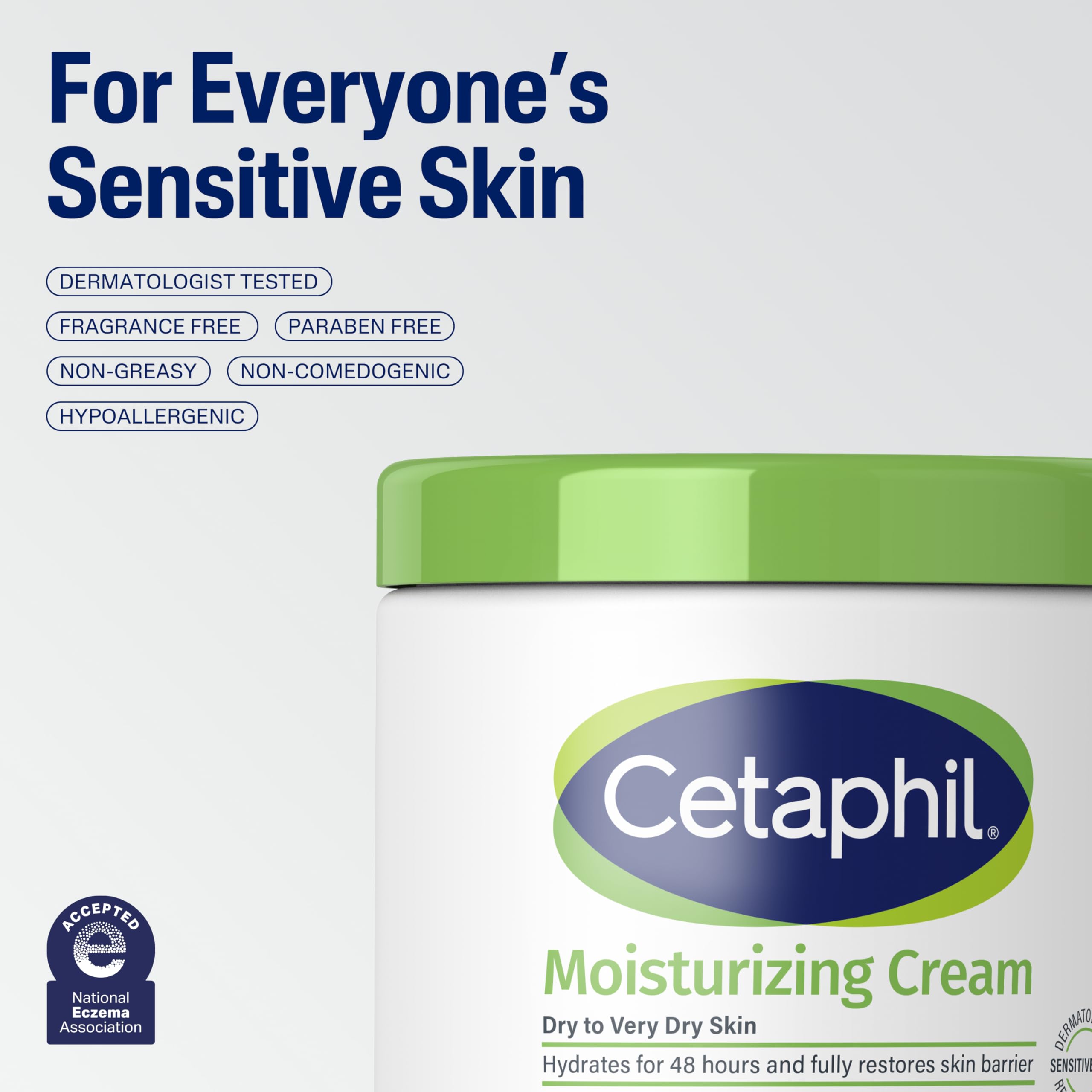 Cetaphil Moisturizing Cream for Sensitive Skin, Fragrance Free, 3 oz, 3 ct