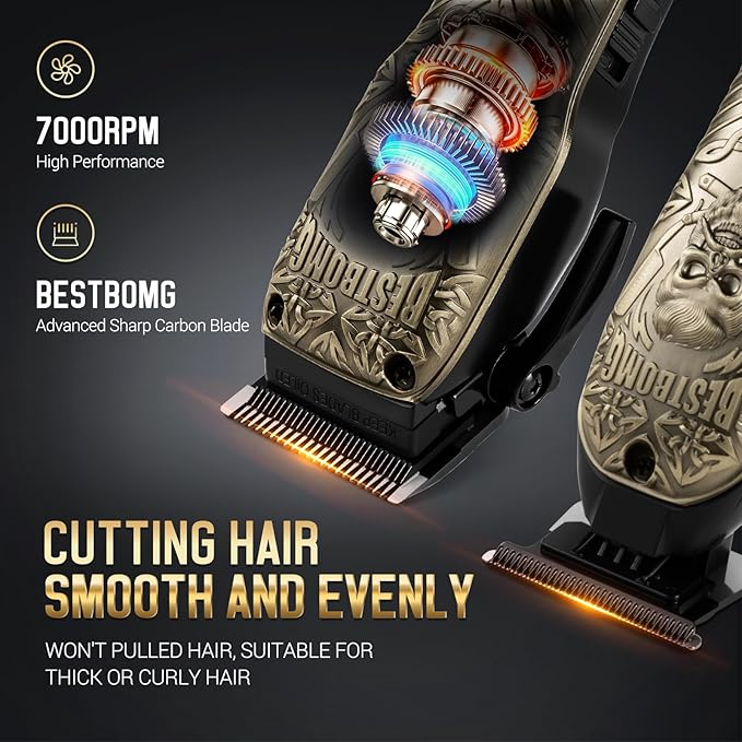 BESTBOMG® Professional Hair Clippers for Men, Clipper & Trimmer Set, Bronze