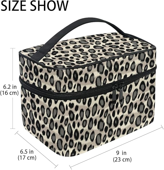 MNSRUU Makeup Bag, Leopard Skin Animal Print Travel Makeup Organizer Bag Cosmetic Cases Toiletry Bags for Girl Women Ladies