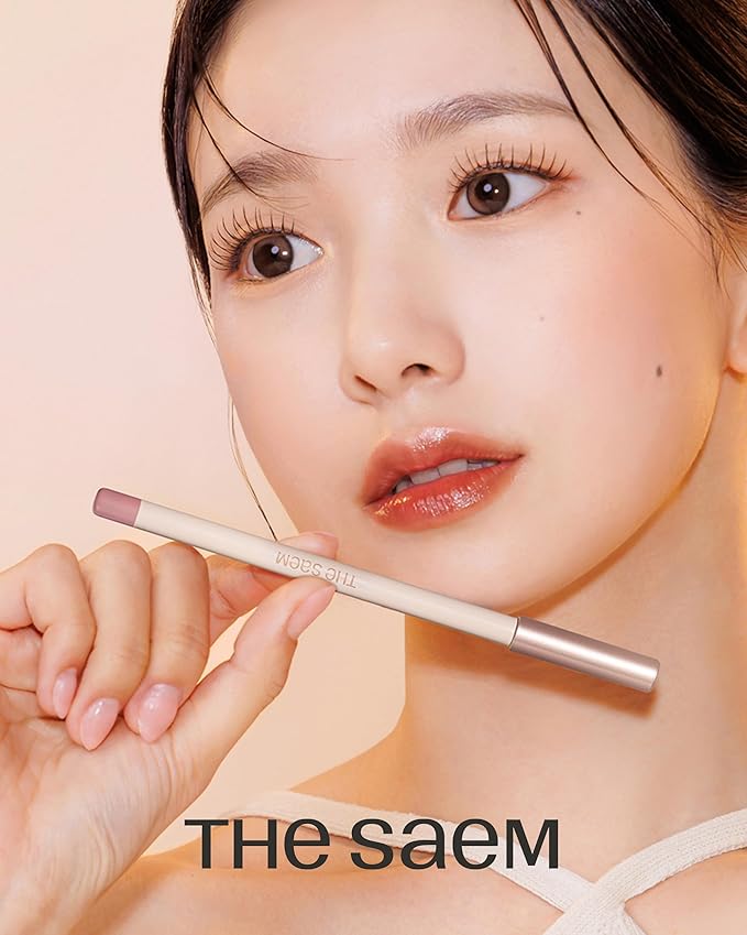 THESAEM Cover Perfection Lip Pencil - 09 Mellow Soft Pink - Slim 4mm Lip Liner for Overlip Correction - Korean Makeup Lip Contouring Pencil Easy Blending Formula, 0.04oz