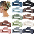 Sisiaipu 4.1 Inch Large Hair Claw Clips 12 Pcs Big Claw for Thick Hair Square Hair Clips Jumbo Jaw Clips Bulk Hair Accessories for women and Girls (Black)
