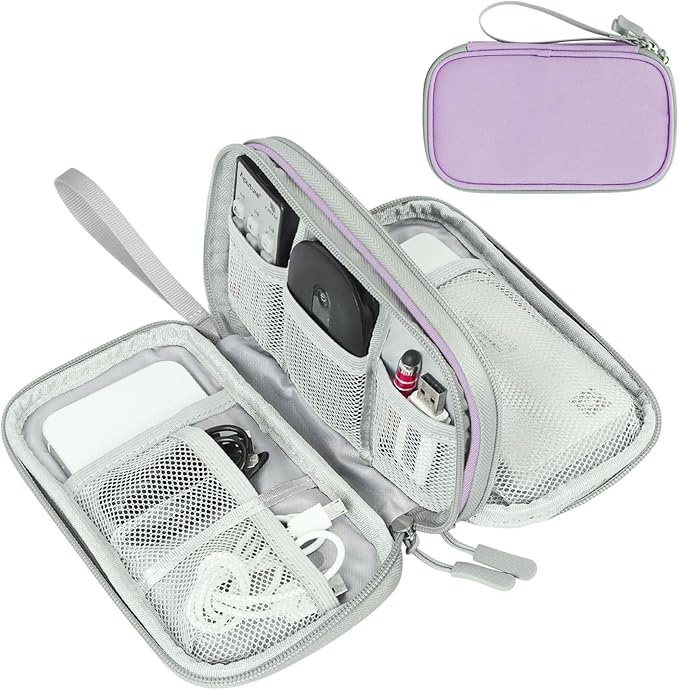 FYY Electronic Organizer, Travel Tech Pouch, Cable Organizer Light Purple
