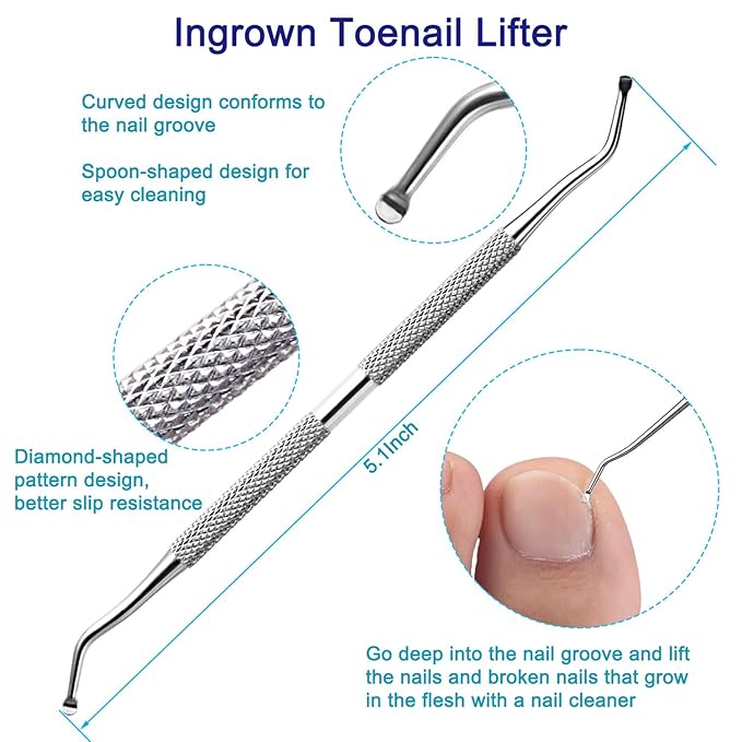 Pingispower Ingrown Toenail Clippers Set, 6PCS Professional Toe Nail Clippers with Nail File & Toenail Lifter for Seniors & Thick Toenails, Long Handle Pedicure Tools Kit for Men Gifts