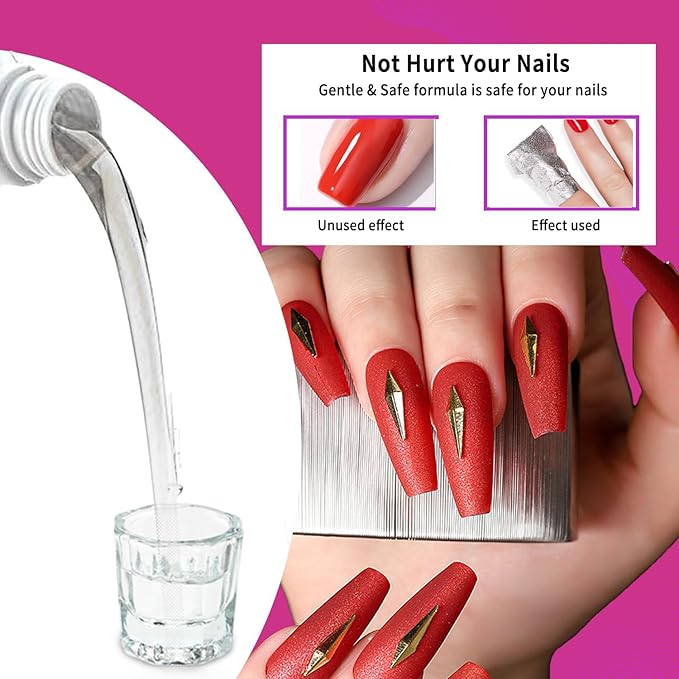 Remover for Soak Off Gel & Acticial Nail Gel Polish Remover Kit Nail Glue Remover Quickly & Easily Soak Off Remove Dip Powder Artificial Nails,Glitter Polish,Builder Gels,poly Gel Acrylic Powder