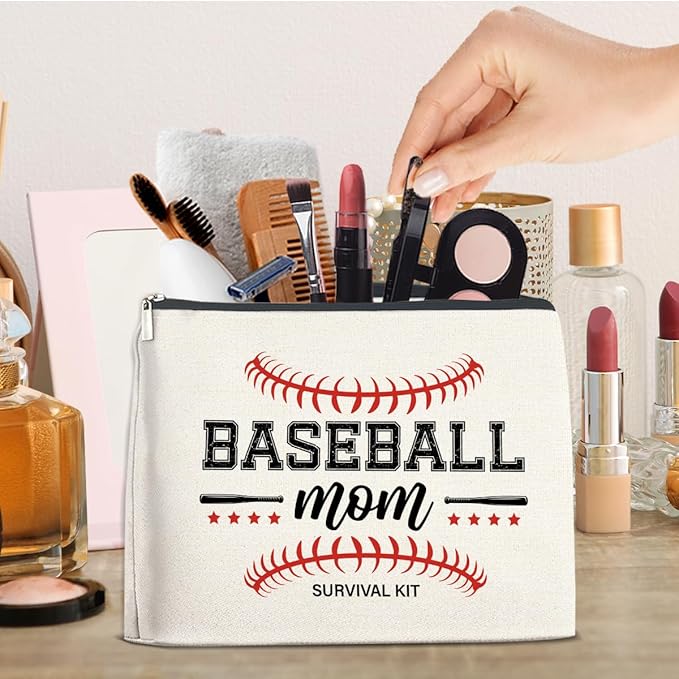 FYDHQSS Baseball Mom Gift Makeup Bag for Women Baseball Lovers Team Player