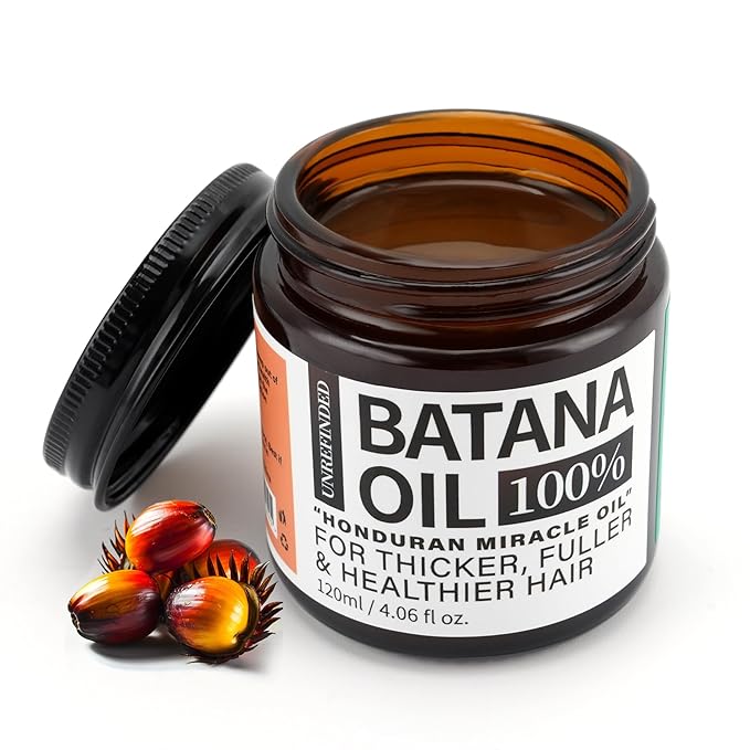Batana Oil for Hair Growth Dr. Sebi 100% Natural, Unrefined and Organic Batana Oil from Honduras, for Frizz, Split Ends, Texture & Shine, 4.06 Ounce Jar