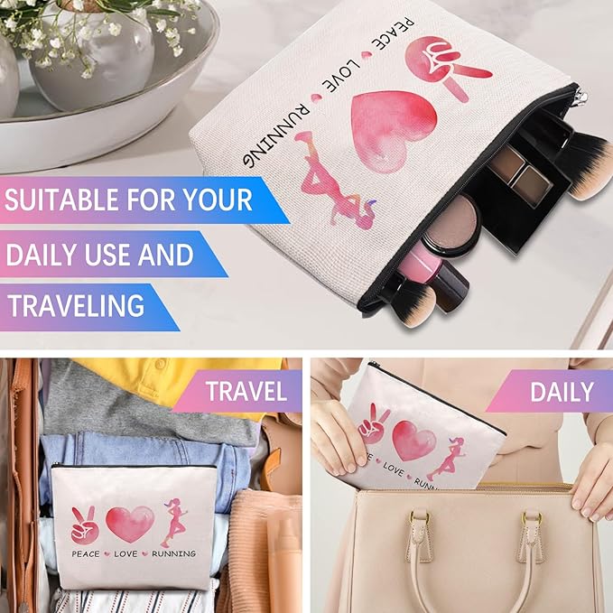 CEASQVAA Cosmetic Case for Women, Running Gifts, Travel Pouch, Waterproof, Christmas Birthday Gifts for Running Gym Sport Runner Marathon Lover