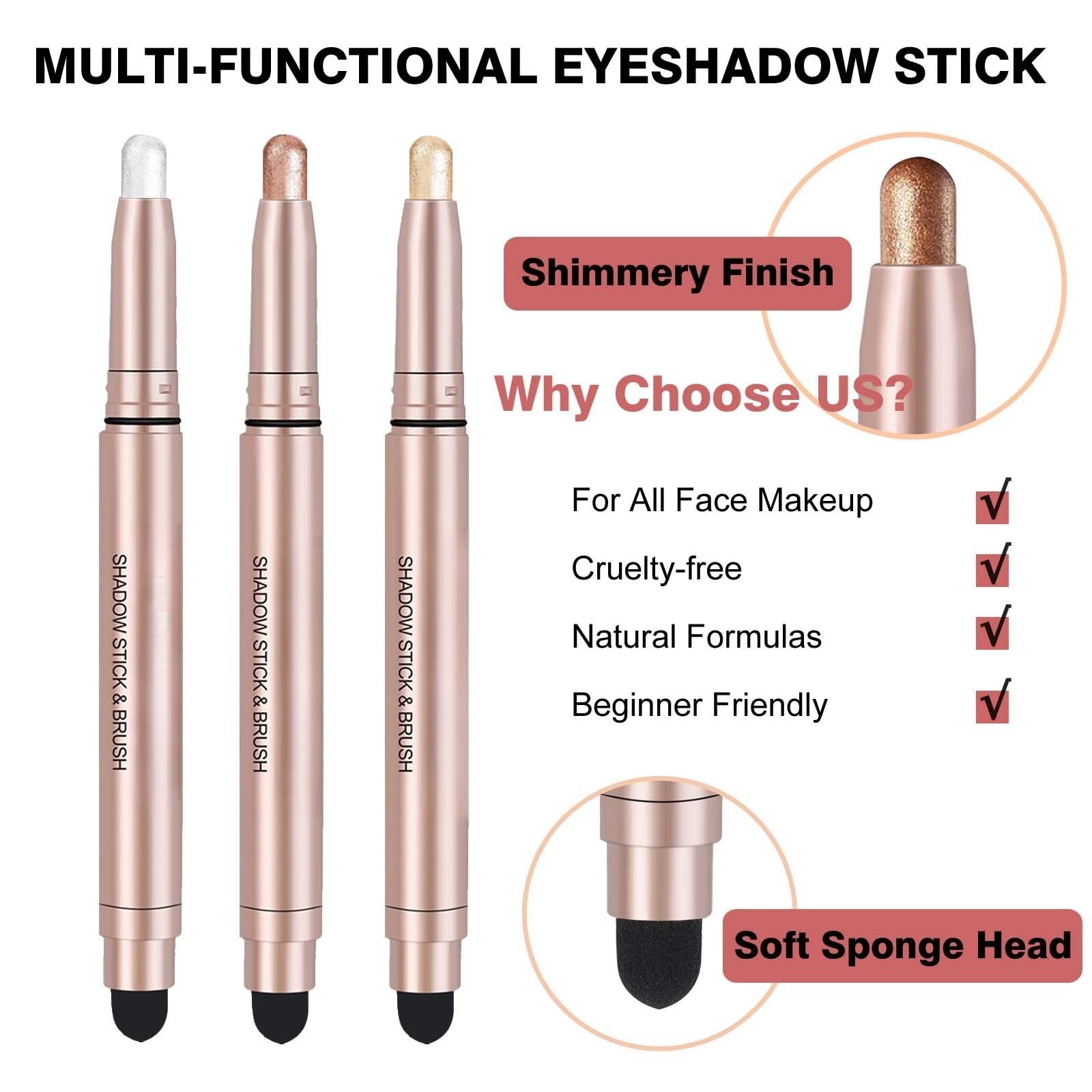 SAUBZEAN Light Pink Eyeshadow Stick Makeup, Highlighter Cream Eye Shadow Pencil, Waterproof Hypoallergenic Long Lasting Matte Crayon, Glitter Primer Palette Shimmer Eyeliner Pen