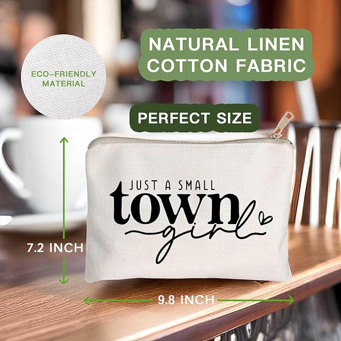 HubbgDesign Just a Small Town Girl Makeup Bag Country Girl Gift, Southern Girl Small Town Girl Cosmetic Bag Positive Gift Journey Pouch to Her Teen Girl’s Birthday Gift Travel Bag