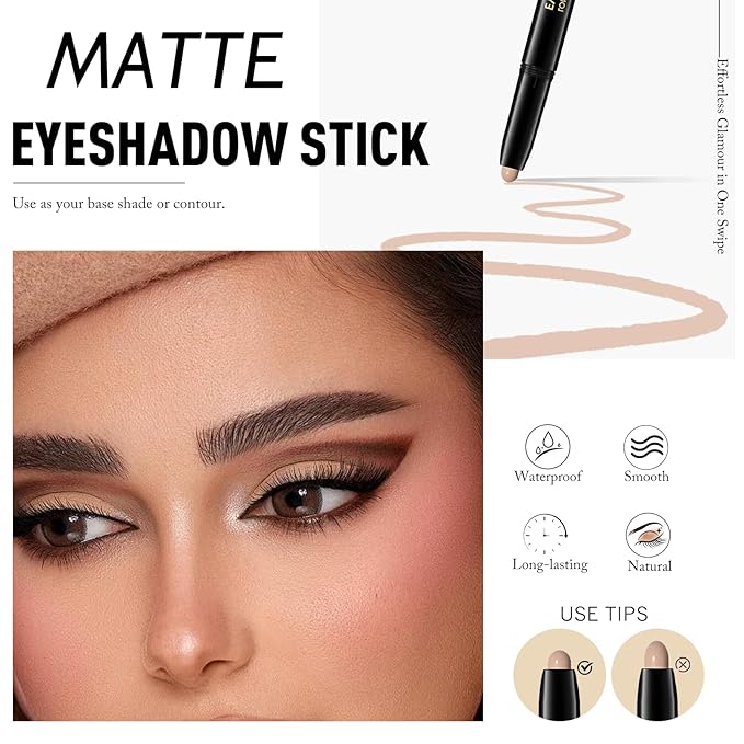 Wugbc Eyeshadow Stick Matte Eye Brightener Pencil Cream Nude Eye Shadow Base Crayon Long-Lasting Crease-Proof Naked Eyeshadow Blendable High Pigmented Single Eyeliner Makeup for Women, 3 DESERT