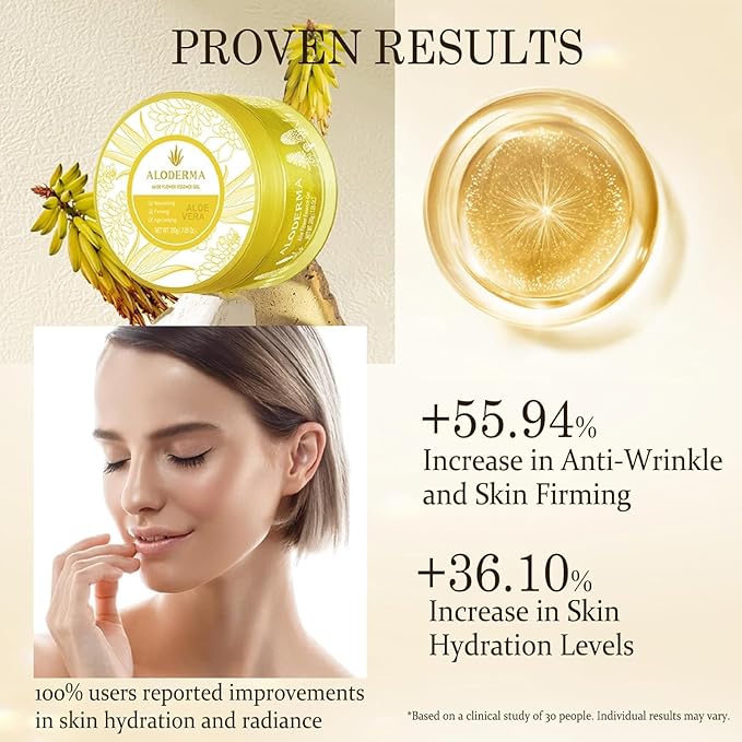 Aloderma 24K Gold Aloe Flower Essence Gel, Age-Defying & Hydrating, 7oz x 3