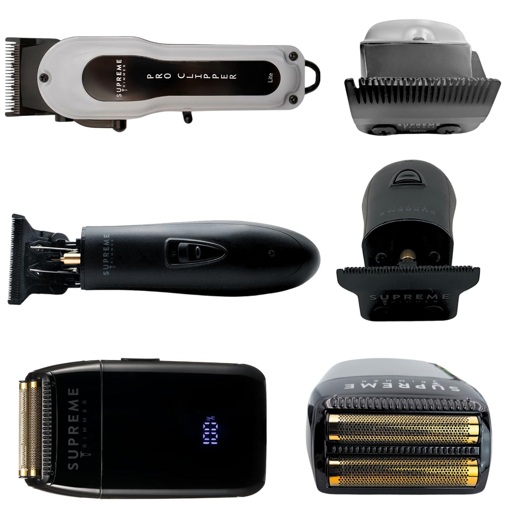 Supreme Trimmer 3-in-1 Barber Bundle | Pro Clipper Lite, DLC T-Shaper Trimmer, Crunch Lite Foil Shaver | Professional Beard Trimmer/Clipper Kit | Value Bundle 1