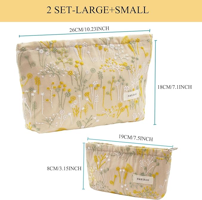 getgto 2 Pcs Makeup Bags, Large Cosmetic Bag Travel Toiletry Bag