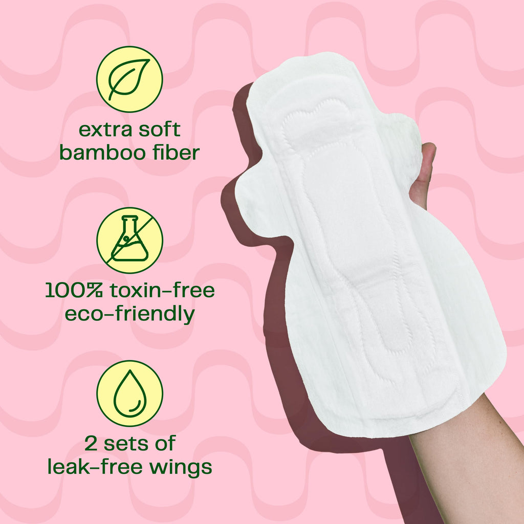 Viv for Your V Bamboo Overnight Pads - Unscented, Super Absorbency, 12 Pack