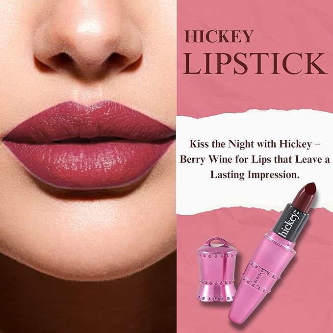 Hickey Refillable Pendant Lipstick, Big Trouble[Berry Wine] – Wearable Satin Lip Color on a Chain, Refillable Clean Beauty, Full Lipstick Included