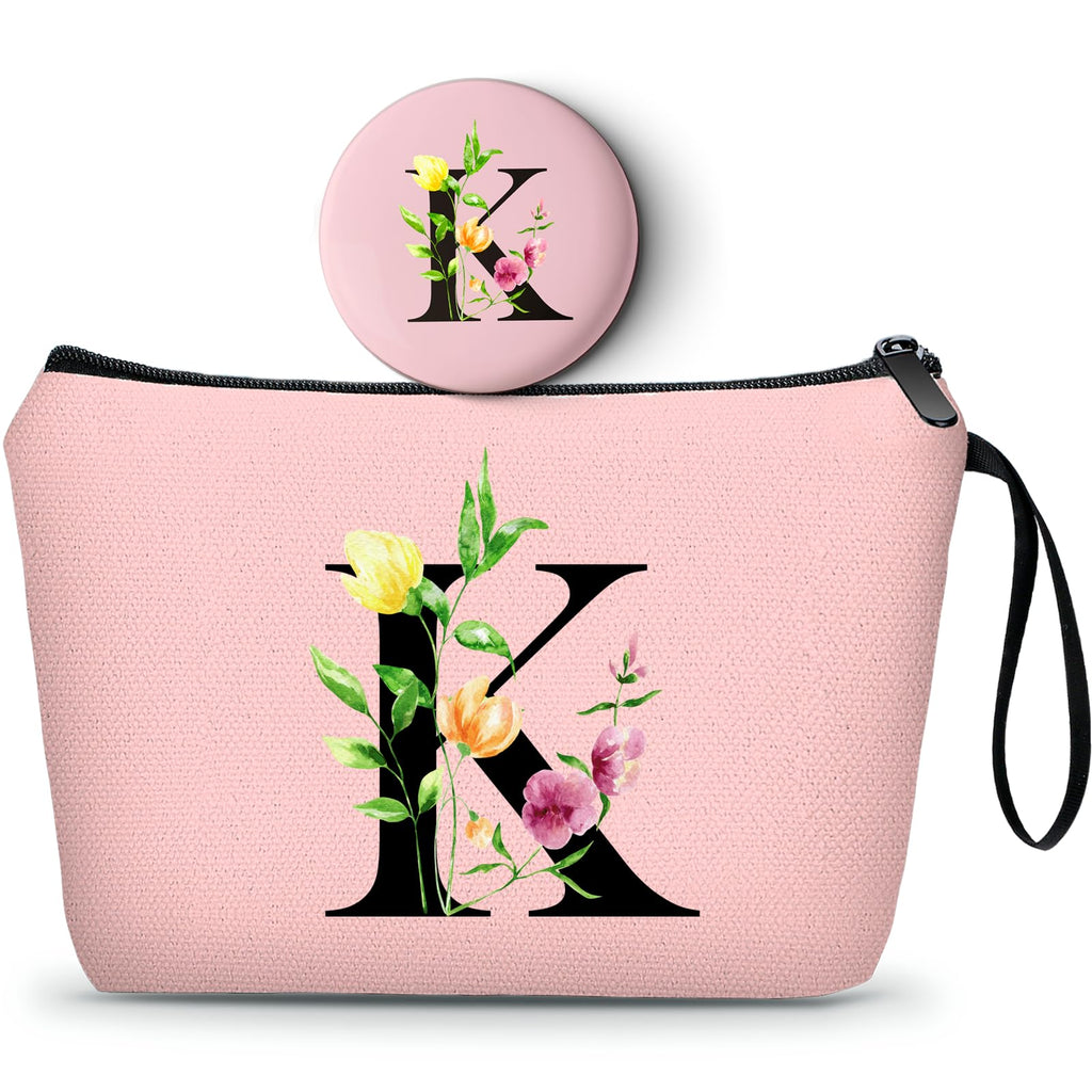 Birthday Thank You Appreciation Monogrammed Gifts for Mom Aunt Teacher Sister Friend Coworkers Bride Bridesmaid Makeup Cosmetic Bag with Mirror Mothers Day Christmas Graduation K