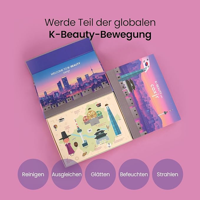 coxir Seoul Glow Korean Skincare Gift Set, 5-Step Routine