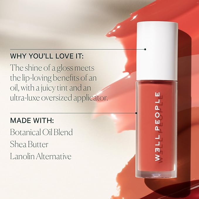 Well People Lush Lip Tinted Oil, Moisturizing Lip Oil For Nourishing & Conditioning Lips, Adds Sheer Color, Vegan & Cruelty-free, Desert Poppy (Pack of 2)