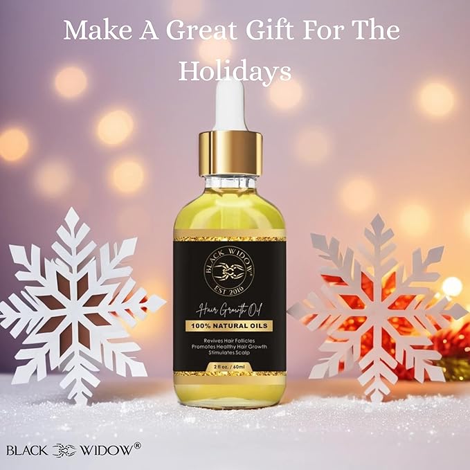 Black Widow Rosemary Mint Scalp & Hair Oil, 2 Oz, with Castor, Jojoba, Peppermint & Vitamin E, for Dry Scalp, Split Ends & Stronger-Looking Hair, All Hair Types