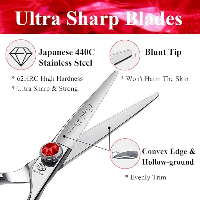 Purple Dragon 5.0 inch Silver Barber Hair Cutting Scissors/Shears
