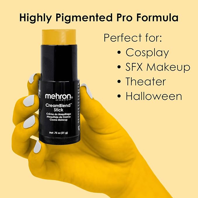 Mehron Makeup CreamBlend Stick - YELLOW, Cream Face Paint