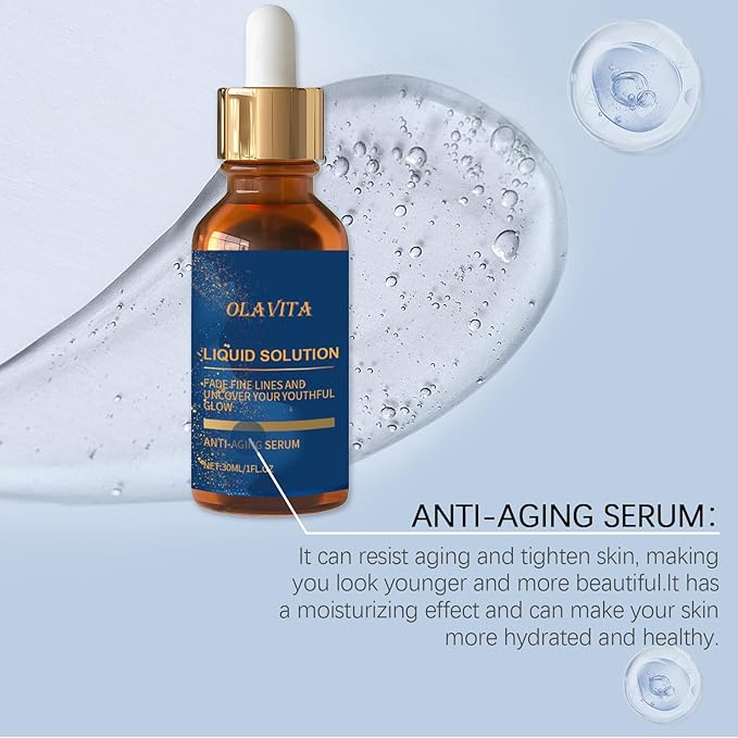 OLAVITA Facial Serum, Liquid Anti-Aging Solution with Vitamin C, E, Retinol & Aloe, Boosts Collagen, Shrinks Pores, Diminishes Wrinkles & Fine Lines (2Pcs)