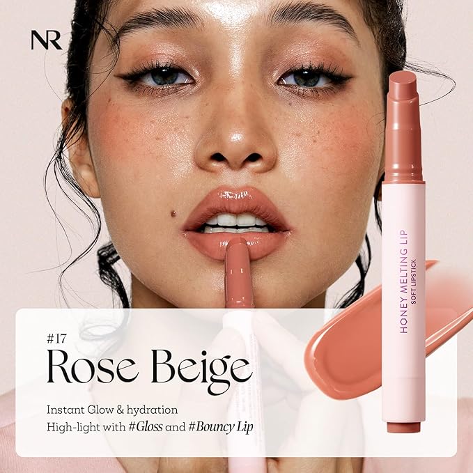 Nature Republic HONEY MELTING LIP (17 ROSE BEIGE) | SOFT LIP STICK, Hydrating Gloss, Moisturizing balms, Sheer tint, Shine & Nude, Glowy Finish, korean make up