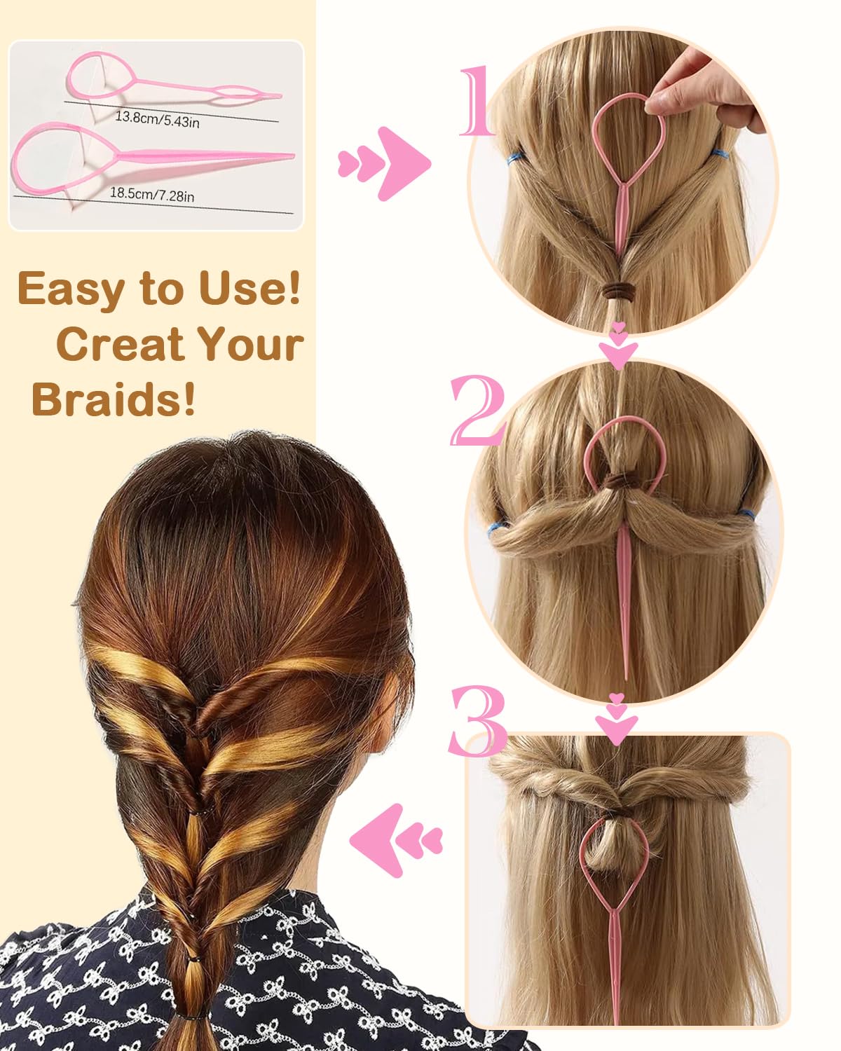 Hair Wax Stick, Hair Ties Set - Frizz Control, Smooth Flyaways, French Braid - 500 Clear Elastics & 500 Colorful Rubber Bands - Styling Accessories for Girls, Kids Daily Hairstyle DIY