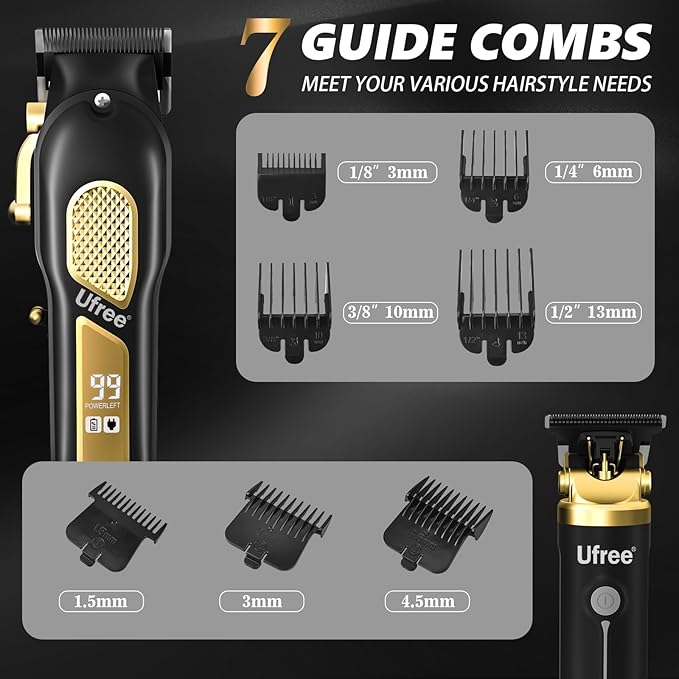 Ufree Cordless Hair Clippers for Men, Barber Clippers and Trimmers Set