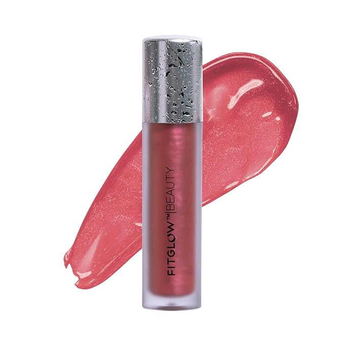 FITGLOW Beauty Lip Colour Serum | Hydrating Lip Gloss | Plumping Anti-Aging Lip Treatment | Natural Shine with Pomegranate Sterols & Collagen | Buildable Color for Dry Chapped Lips | Bloom - 10g