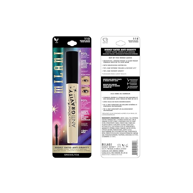 Milani Mascara Volume and Length, Highly Rated Anti Gravity - Black 2-Pack