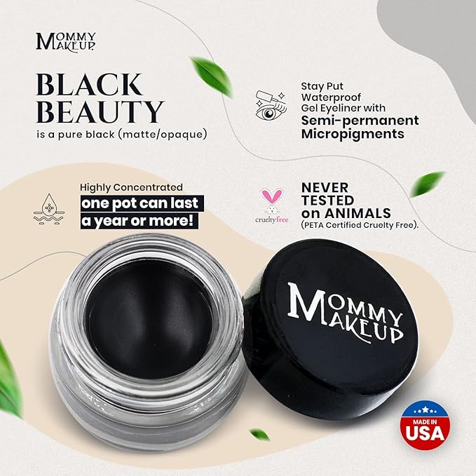 Mommy Makeup Waterproof Stay Put Gel Eyeliner Pot with Micropigments