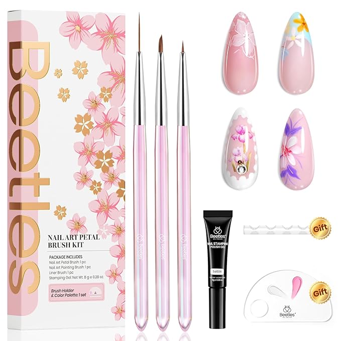 Beetles Nail Art Brushes Set for Gel Polish 3 Pcs Nail Art Design Pen