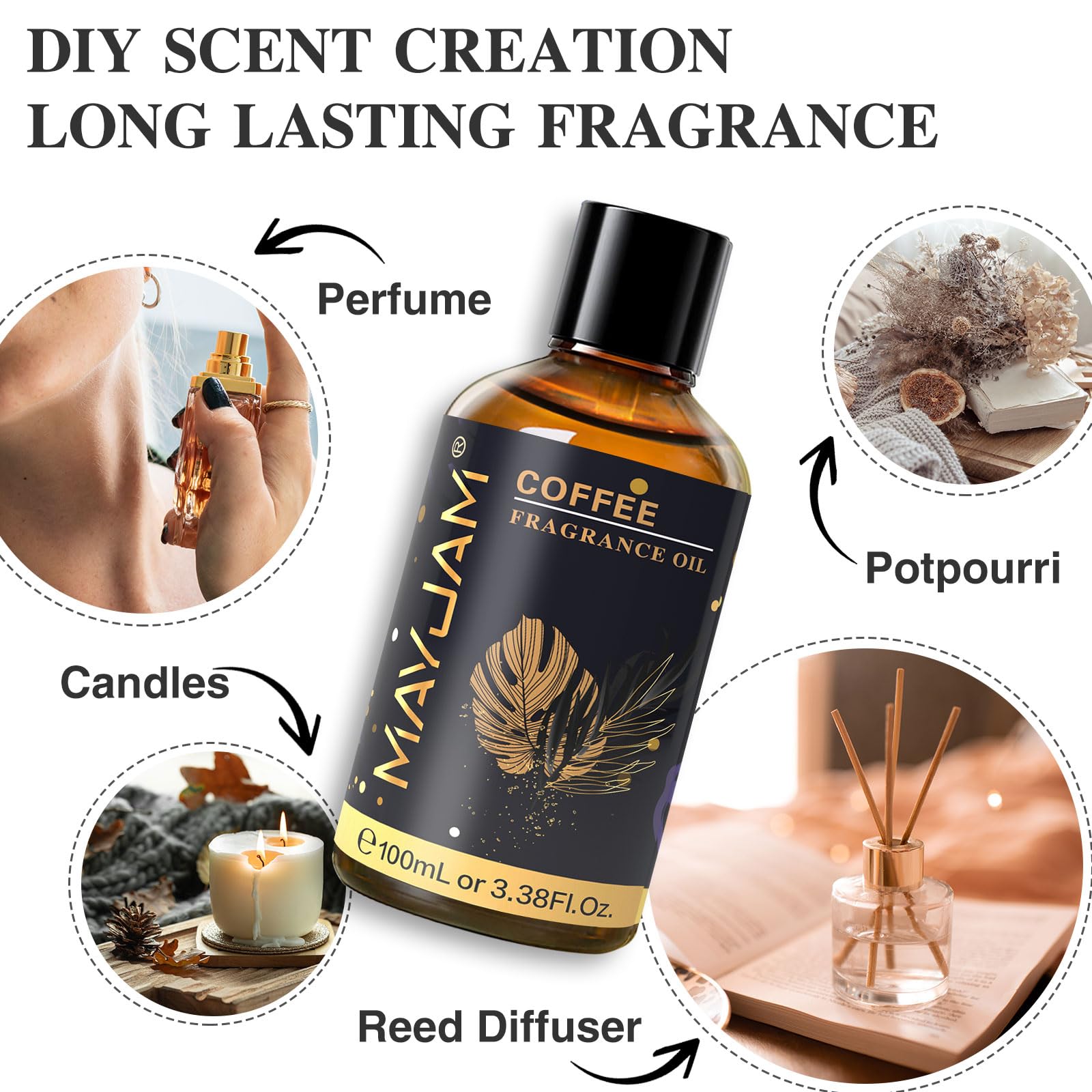MAYJAM Coffee Fragrance Oil Essential Oils for Diffusers, 100ML/3.38FL.OZ