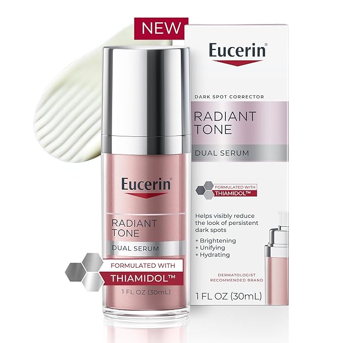 Eucerin Radiant Tone Dual Serum Dark Spot Corrector, Dark Spot Serum with Thiamidol and Hyaluronic Acid, 1 Fl Oz Bottle