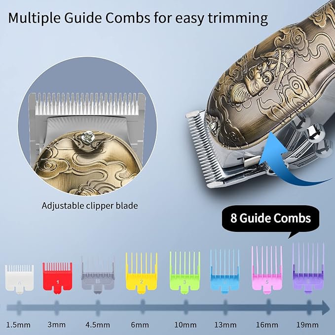 Dumite Hair Clippers for Men,Professional Hair Cutting Kit,Cordless Barber Clipper and T-Blade Beard Trimmer Set (Gold-1)