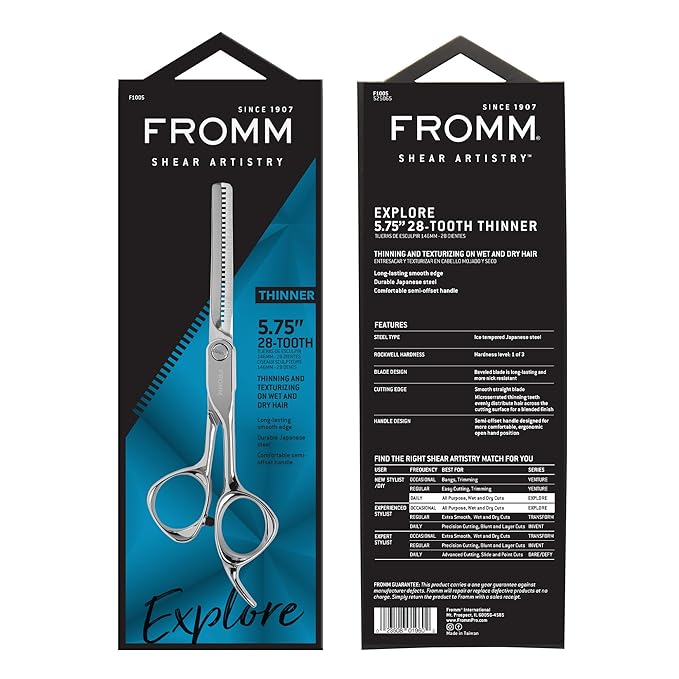 Fromm Professional Dare 5.75" Precision Slide & Point Hair Cutting Shears in Matte Black, Japanese Steel Scissors with Semi-Convex Blade for Expert Salon Stylists